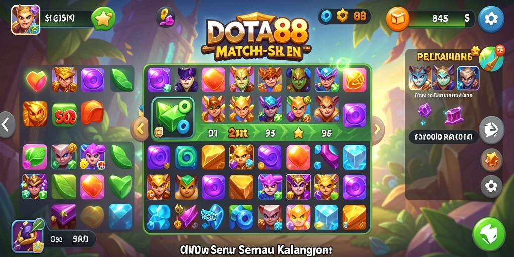 Tampilan gameplay DOTA88 dengan grafis dan level Match-3 yang seru.