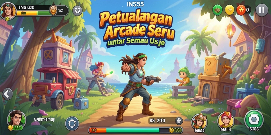 Screenshot gameplay INS55 menampilkan aksi seru dalam game Arcade.