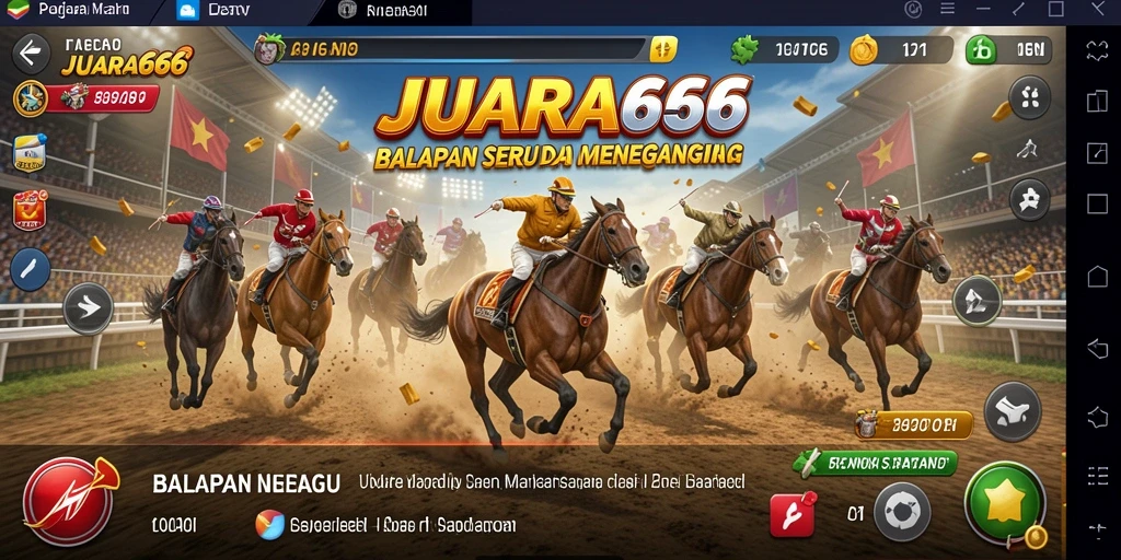 Tampilan gameplay JUARA666 dengan mobil balap di lintasan