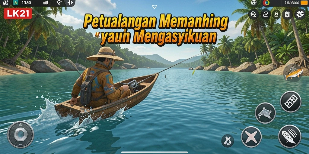 Tampilan gameplay LK21 dengan suasana memancing yang menenangkan.