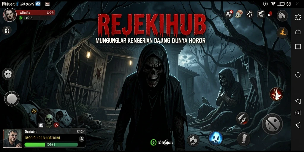 Tampilan gameplay menyeramkan REJEKIHUB dengan suasana mencekam.
