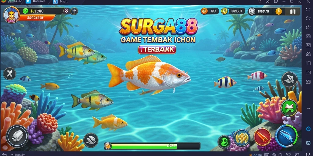 Screenshot gameplay SURGA88 menampilkan aksi seru menangkap ikan.