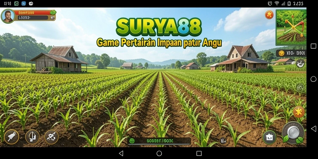 Tampilkan petani sedang merawat tanaman di ladang yang subur.