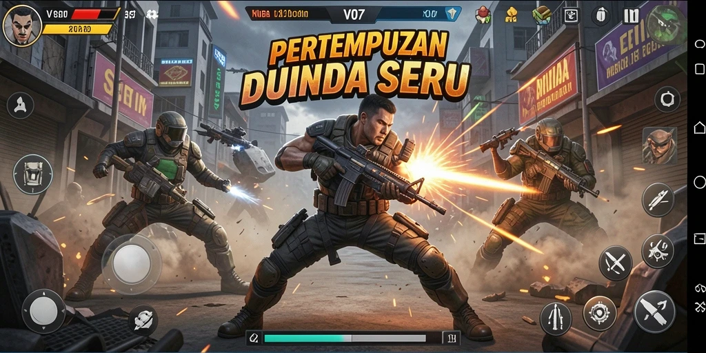 Tampilan aksi seru dalam gameplay V07 yang sangat mendebarkan.